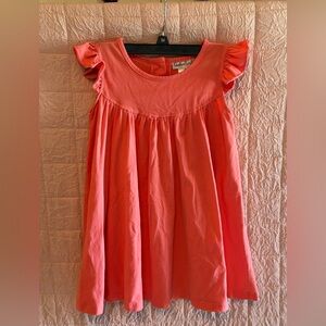Adorable Coral Kids Dress with Ruffle Sleeves